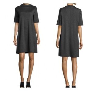 EILEEN FISHER - Heathered Charcoal, 100% Wool Funnel Neck Dress. XS